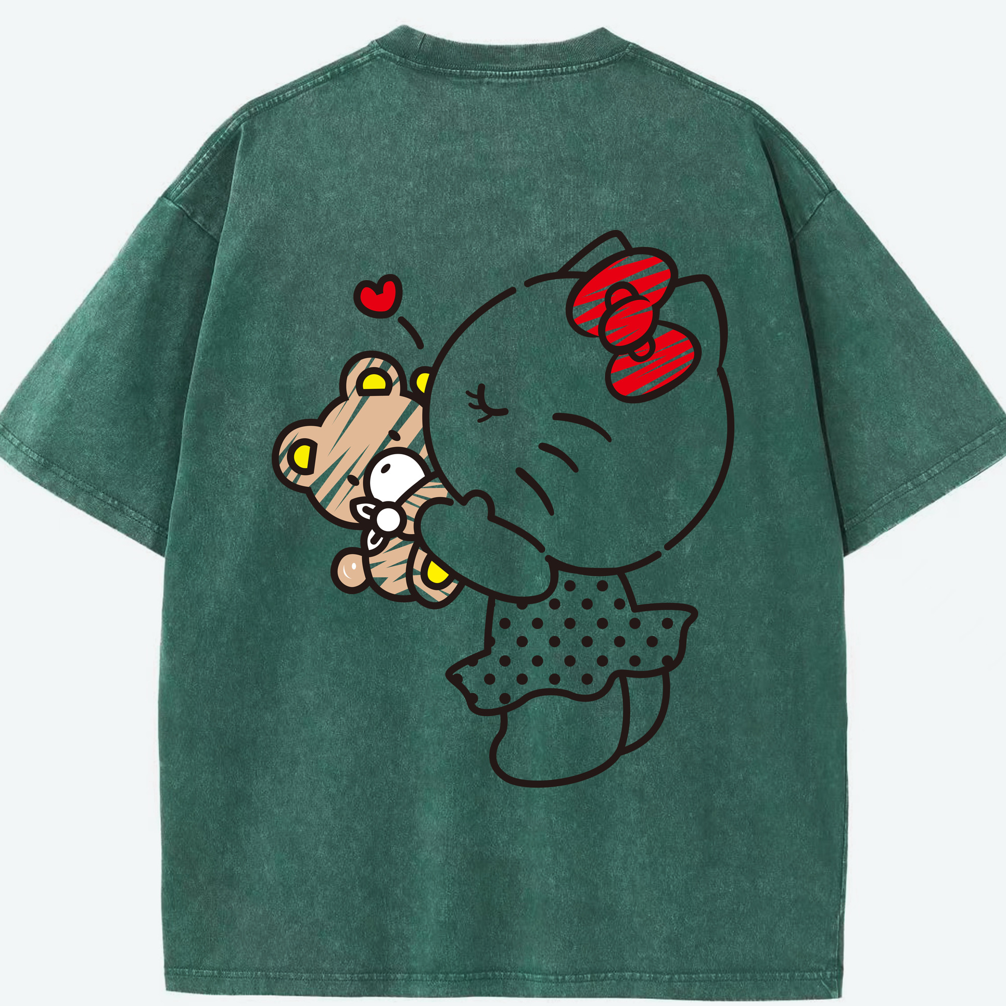 （画像用） Hello Kitty ハローキティ 綿100% ヴィンテージ風 半袖Tシャツ（背面プリント）